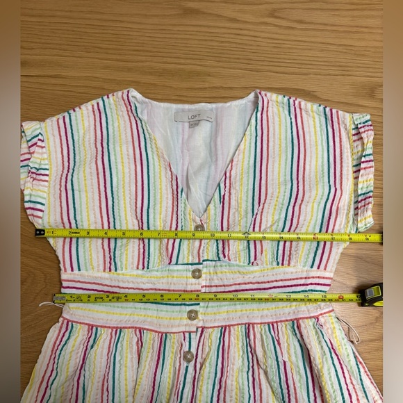 LOFT Striped Button Tie Waist Midi Dress – Size 6P (Petite) - Picture 7 of 11